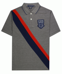 Uspa Grey With Red/Blue Diagonal Polo Shirt